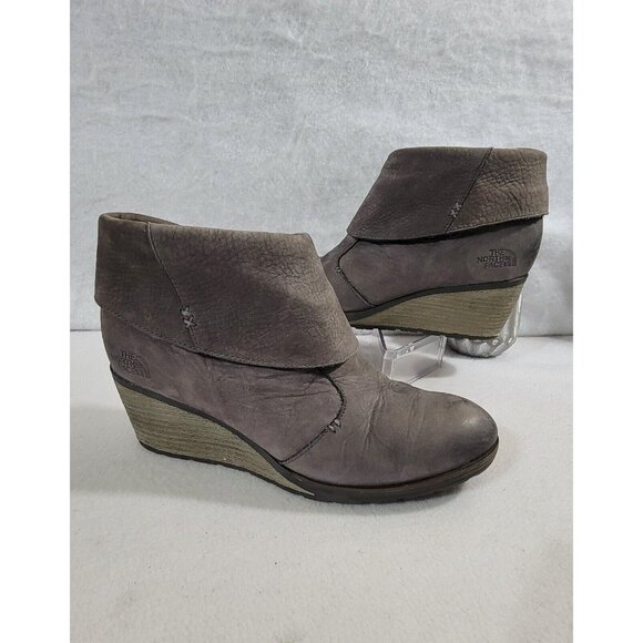 The North Face Womens‎ Gray Bridgeton Ankle Wedge Boot Leather Side Zip Size 9 - Picture 3 of 14